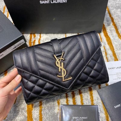 Wholesale Luxury Saint Laurent Grain Leather Envelope Small Bag 526286 Black