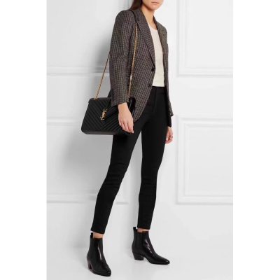 Alternative view of Wholesale Luxury Saint Laurent Grain Leather Large Envelope Chain Bag 396910 Black