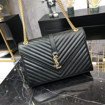 Wholesale Luxury Saint Laurent Grain Leather Large Envelope Chain Bag 396910 Black