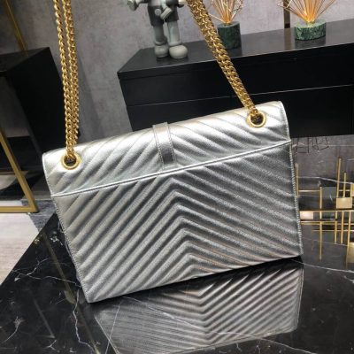 Alternative view of Wholesale Luxury Saint Laurent Metallic Silver Large Envelope Chain Bag 396910
