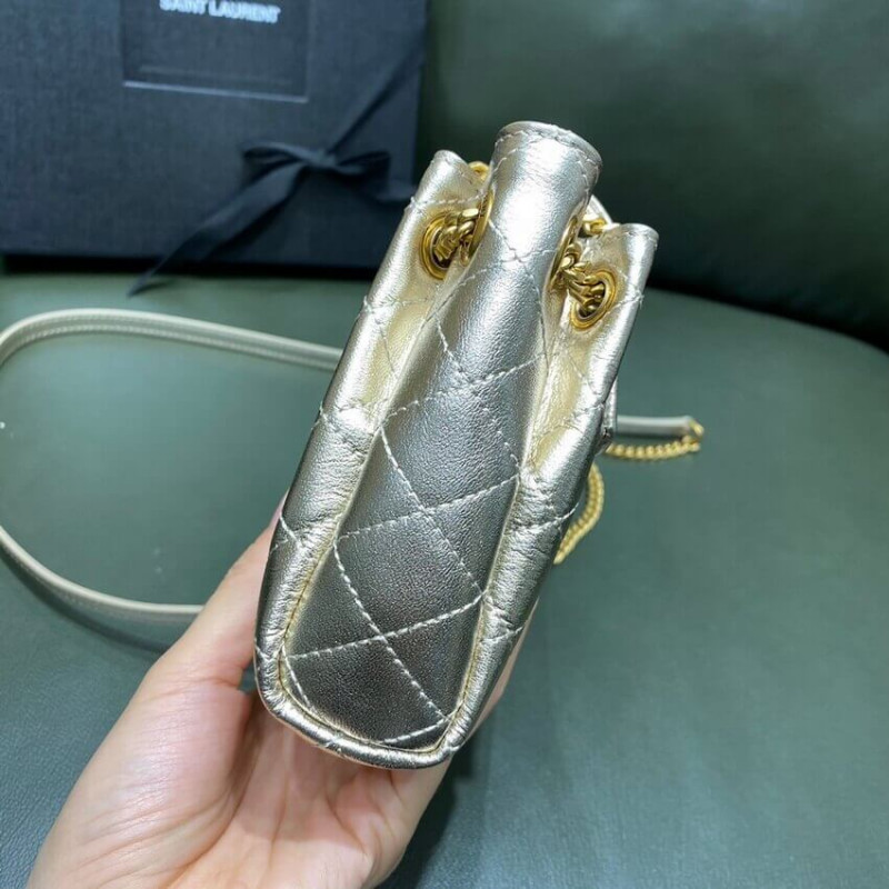 Wholesale Luxury Saint Laurent Nolita Mini Leather Shoulder Bag 672738 Champagne Gold - Image 12