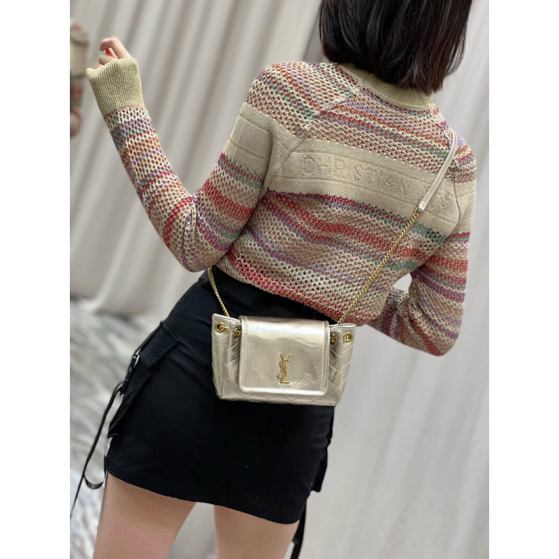 Wholesale Luxury Saint Laurent Nolita Mini Leather Shoulder Bag 672738 Champagne Gold - Image 3