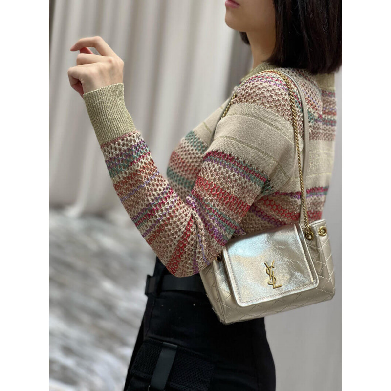 Wholesale Luxury Saint Laurent Nolita Mini Leather Shoulder Bag 672738 Champagne Gold - Image 4