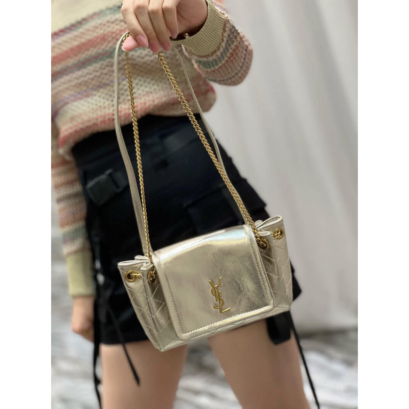 Wholesale Luxury Saint Laurent Nolita Mini Leather Shoulder Bag 672738 Champagne Gold - Image 5