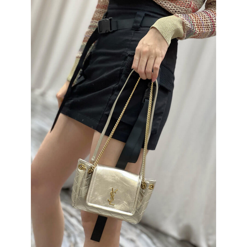 Wholesale Luxury Saint Laurent Nolita Mini Leather Shoulder Bag 672738 Champagne Gold - Image 6