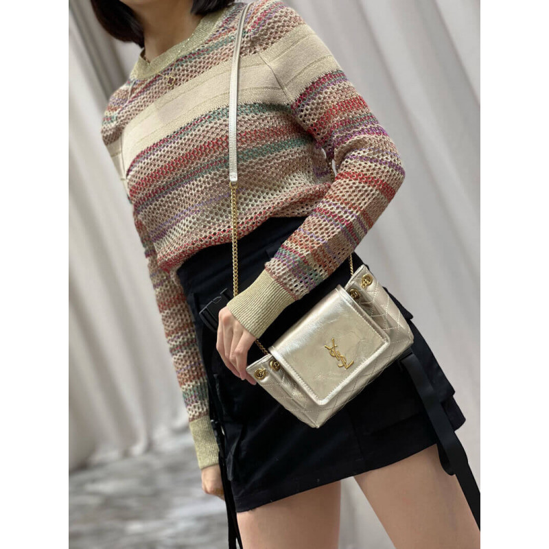 Wholesale Luxury Saint Laurent Nolita Mini Leather Shoulder Bag 672738 Champagne Gold - Image 8