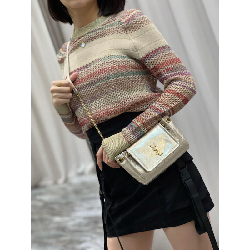 Wholesale Luxury Saint Laurent Nolita Mini Leather Shoulder Bag 672738 Champagne Gold - Image 9