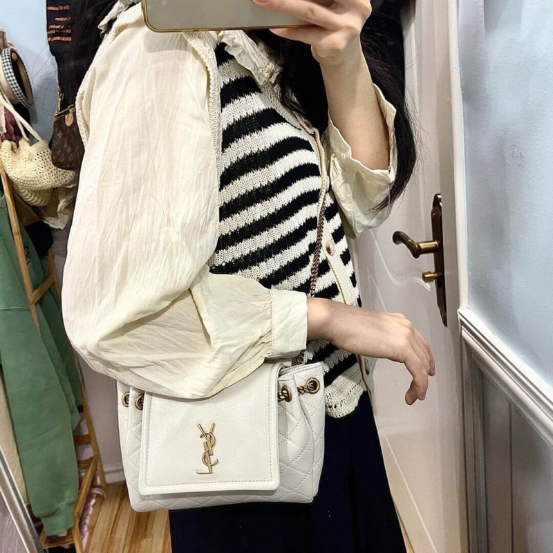 Wholesale Luxury Saint Laurent Nolita Mini Leather Shoulder Bag 672738 White - Image 3