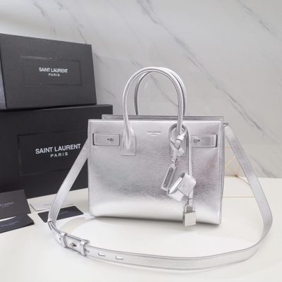 Alternative view of Wholesale Luxury Saint Laurent Sac De Jour Souple Baby In Crumpled Silver Calf Leather 477477