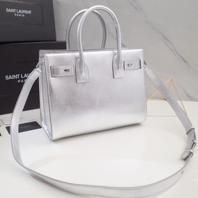 Wholesale Luxury Saint Laurent Sac De Jour Souple Baby In Crumpled Silver Calf Leather 477477
