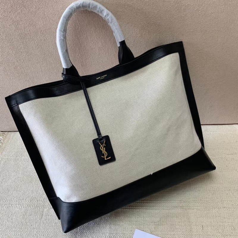 Wholesale Luxury Saint Laurent Shopping Tag En Cuir Et Toile 619757 - Image 5