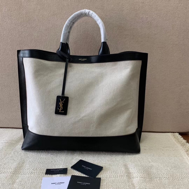 Wholesale Luxury Saint Laurent Shopping Tag En Cuir Et Toile 619757 - Image 6