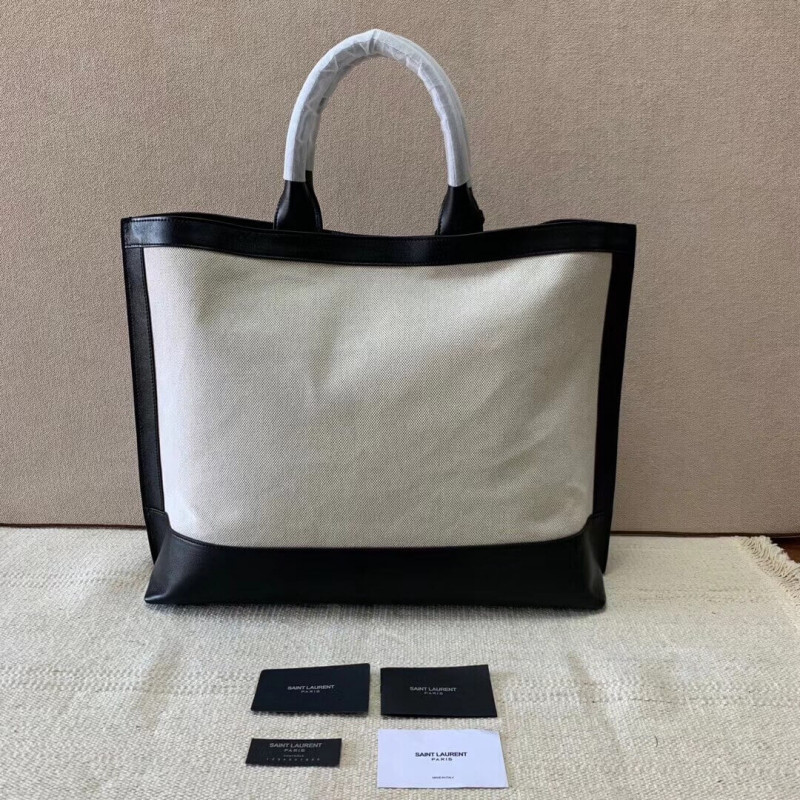 Wholesale Luxury Saint Laurent Shopping Tag En Cuir Et Toile 619757 - Image 7