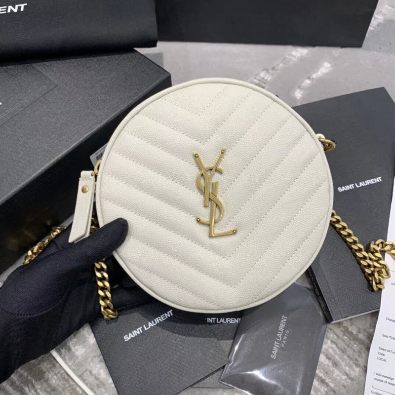 Wholesale Luxury Saint Laurent Vinyle Round Camera Bag In Chevron-Quilted Grain Leather 6104361