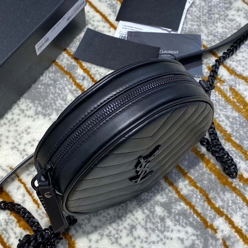 Wholesale Luxury Saint Laurent Vinyle Round Camera Bag In Chevron-Quilted Smooth Leather 6104361 - Image 3