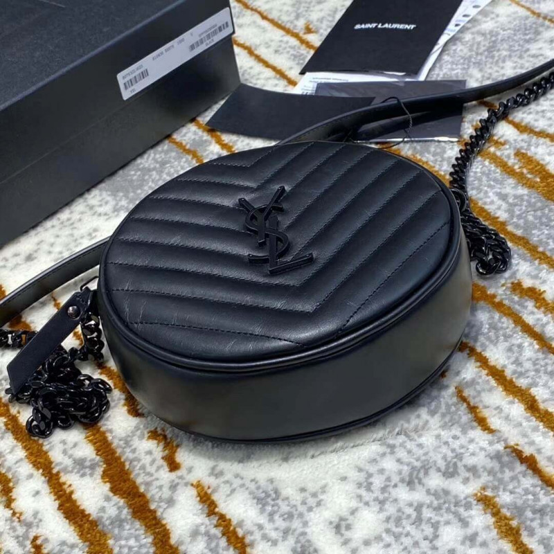 Wholesale Luxury Saint Laurent Vinyle Round Camera Bag In Chevron-Quilted Smooth Leather 6104361 - Image 4