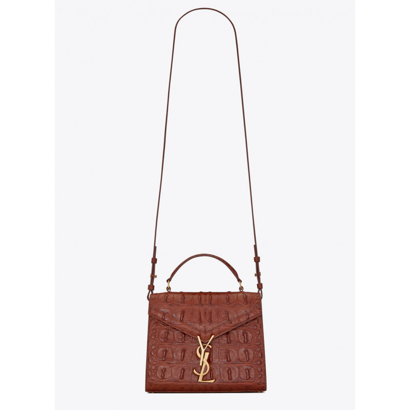 Wholesale Luxury Ysl Saint Laurent Cassandra Mini Top Handle Bag In Caiman Embossed Leather 602716 Brown