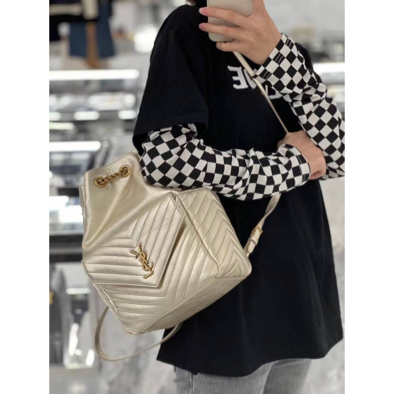Wholesale Luxury Ysl Saint Laurent Joe Backpack 672609 In Champagne Gold Lambskin - Image 6