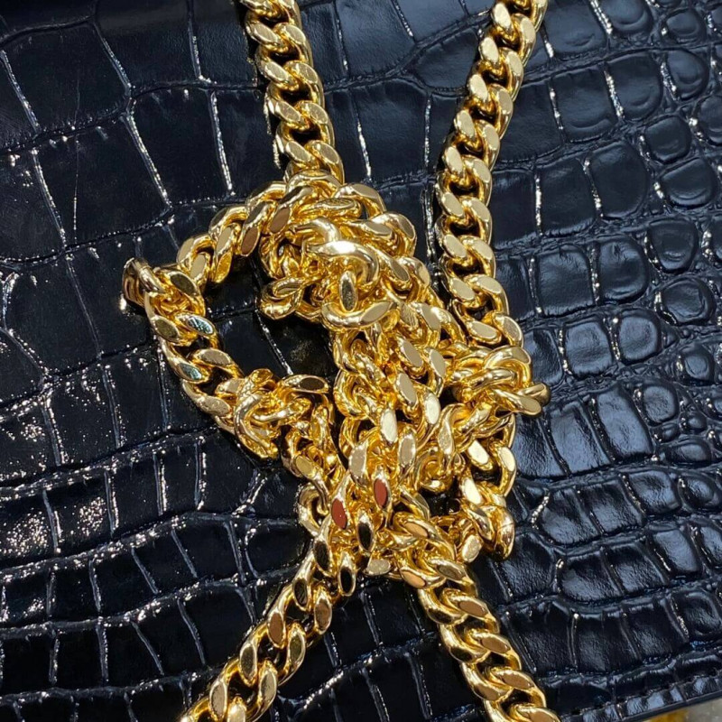 Wholesale Luxury Ysl Saint Laurent Kate Chain Wallet With Tassel In Crocodile Embossed Leather 452159 - Image 13