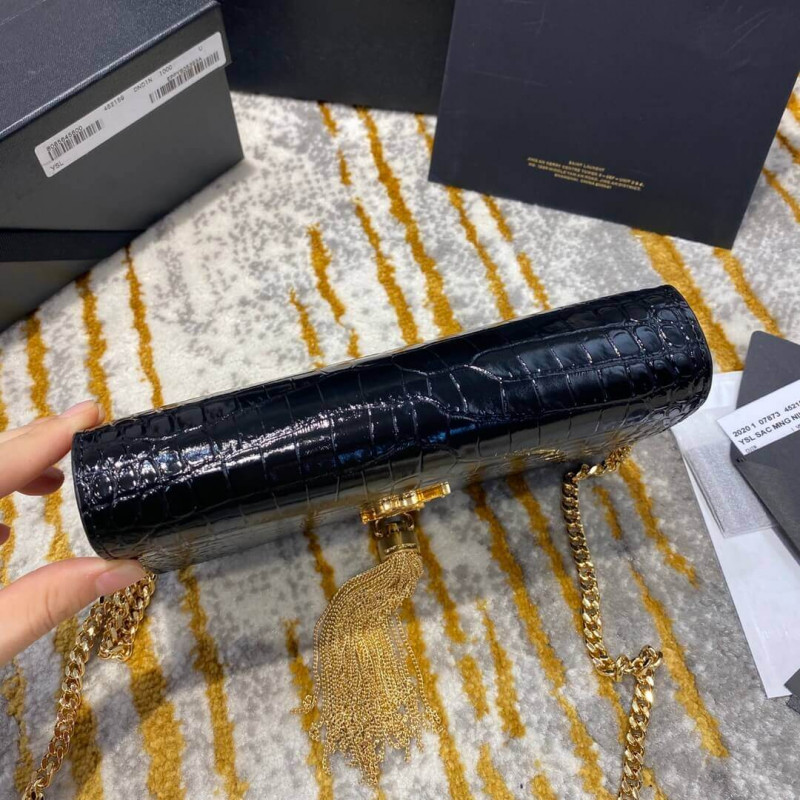 Wholesale Luxury Ysl Saint Laurent Kate Chain Wallet With Tassel In Crocodile Embossed Leather 452159 - Image 6