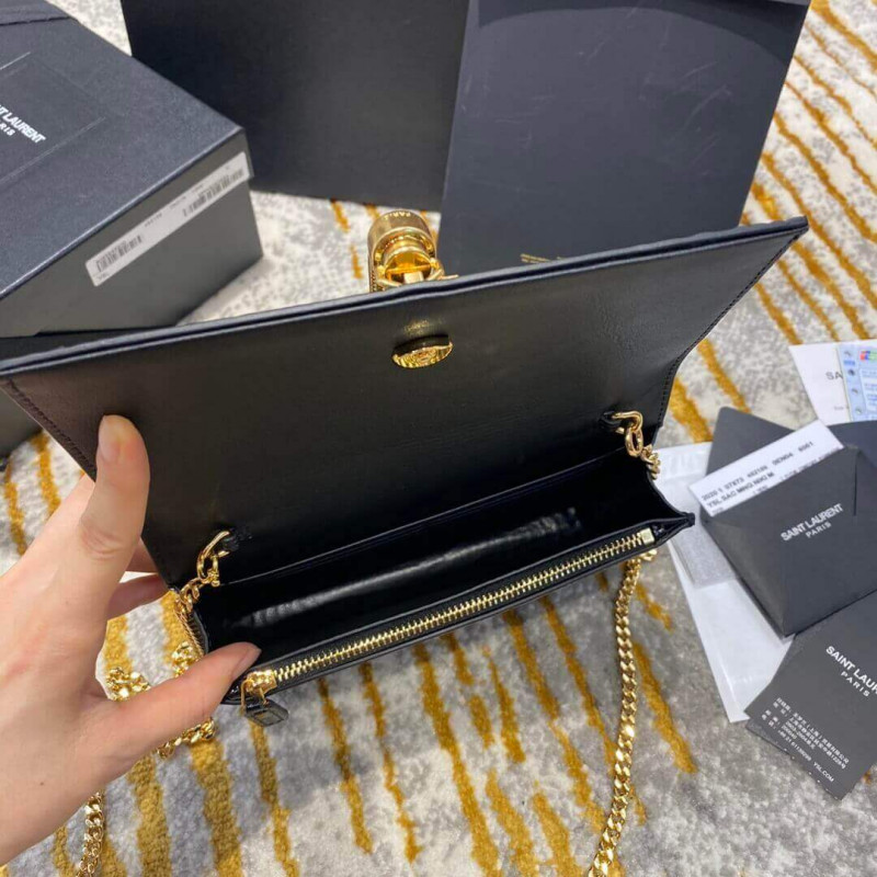Wholesale Luxury Ysl Saint Laurent Kate Chain Wallet With Tassel In Crocodile Embossed Leather 452159 - Image 8