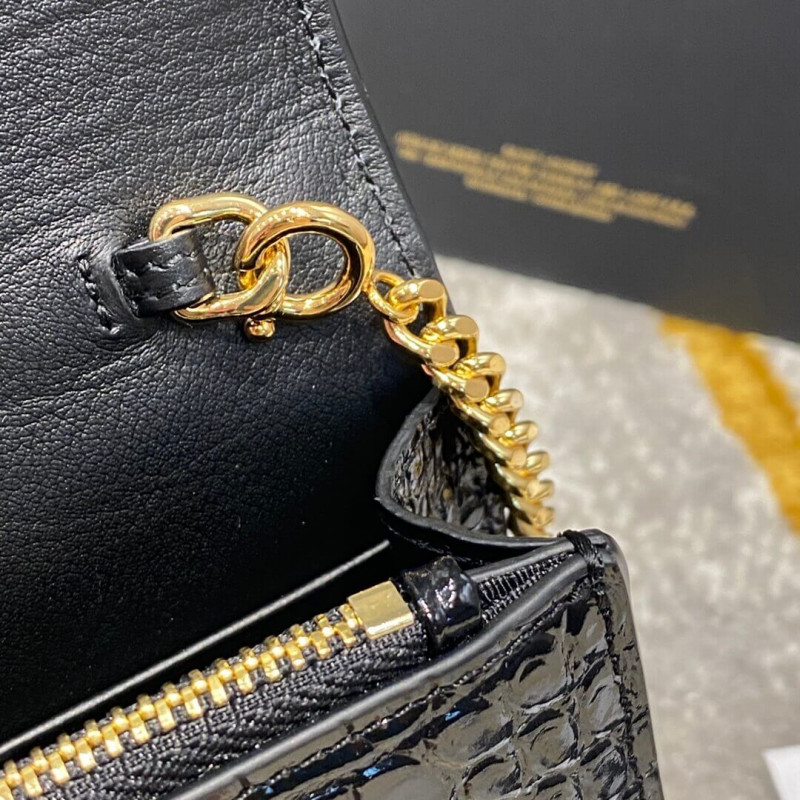 Wholesale Luxury Ysl Saint Laurent Kate Chain Wallet With Tassel In Crocodile Embossed Leather 452159 - Image 10