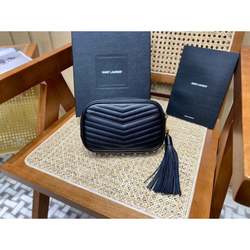 Wholesale Luxury Ysl Saint Laurent Lou Mini Camera Bag 585040 In Grain Leather Black - Image 5
