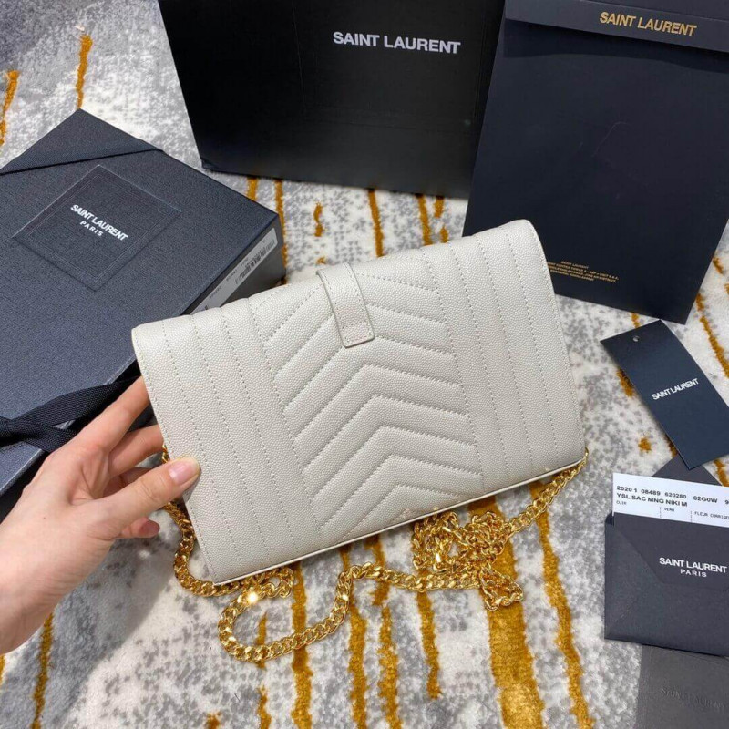 Wholesale Luxury Ysl Saint Laurent Monogram Chain Wallet In Mix Matelasse Grain Leather 620280 - Image 8