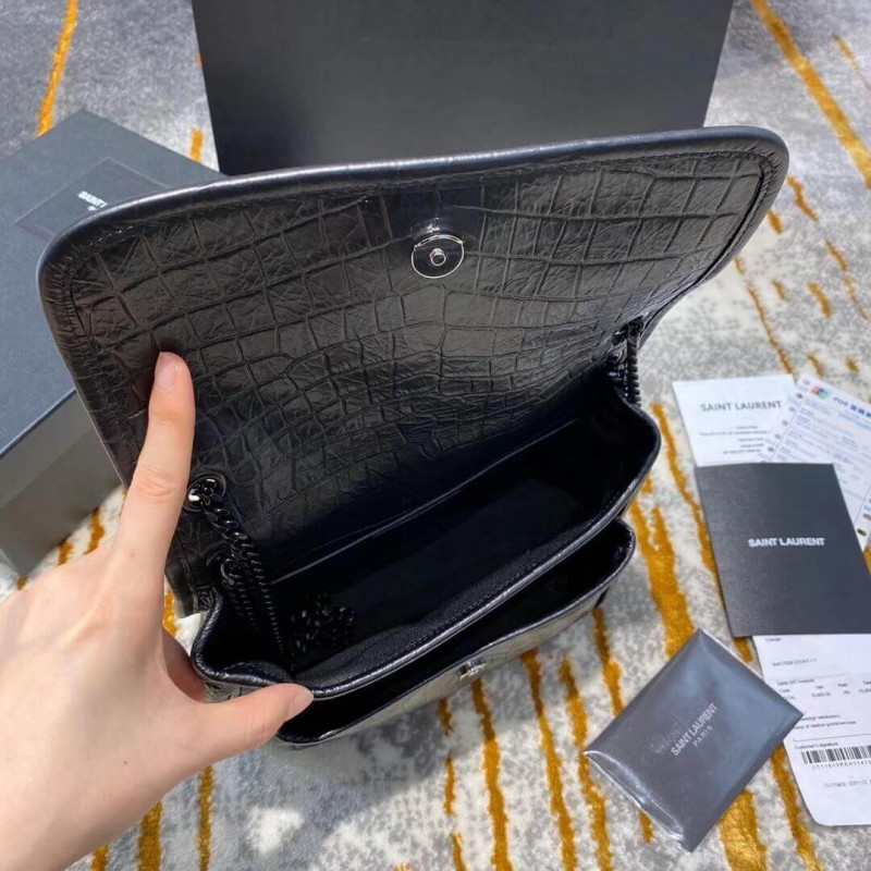 Wholesale Luxury Ysl Saint Laurent Niki Baby In Soft Crocodile-Embossed Leather 533037 - Image 6