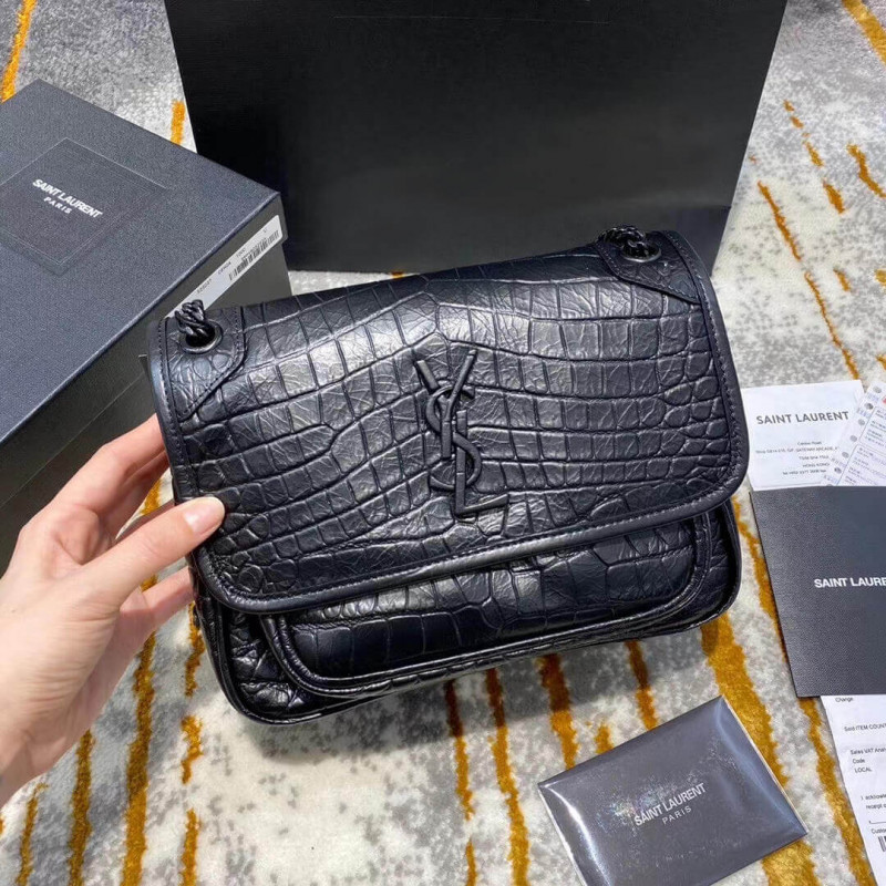 Wholesale Luxury Ysl Saint Laurent Niki Baby In Soft Crocodile-Embossed Leather 533037