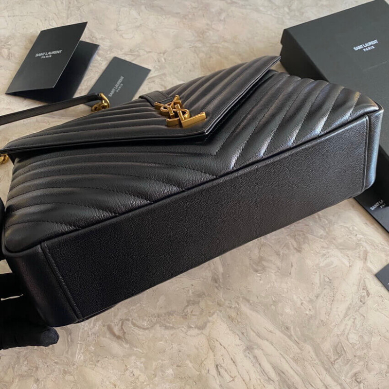 Wholesale Luxury Ysl Saint Laurent Sheepskin Matelasse Chevron Monogram Large College Satchel 392738 Black - Image 14