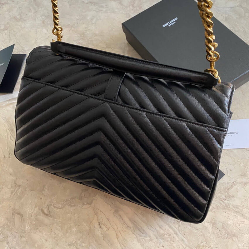 Wholesale Luxury Ysl Saint Laurent Sheepskin Matelasse Chevron Monogram Large College Satchel 392738 Black - Image 17