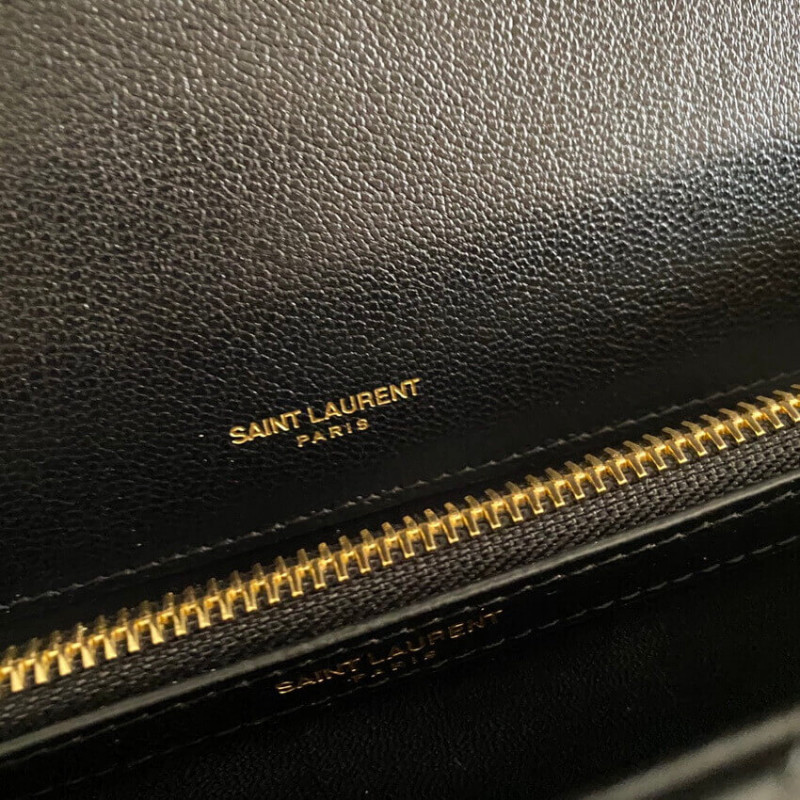 Wholesale Luxury Ysl Saint Laurent Sheepskin Matelasse Chevron Monogram Large College Satchel 392738 Black - Image 19