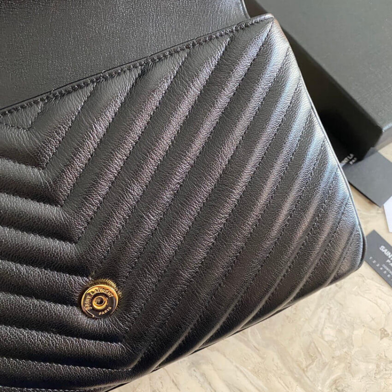 Wholesale Luxury Ysl Saint Laurent Sheepskin Matelasse Chevron Monogram Large College Satchel 392738 Black - Image 20