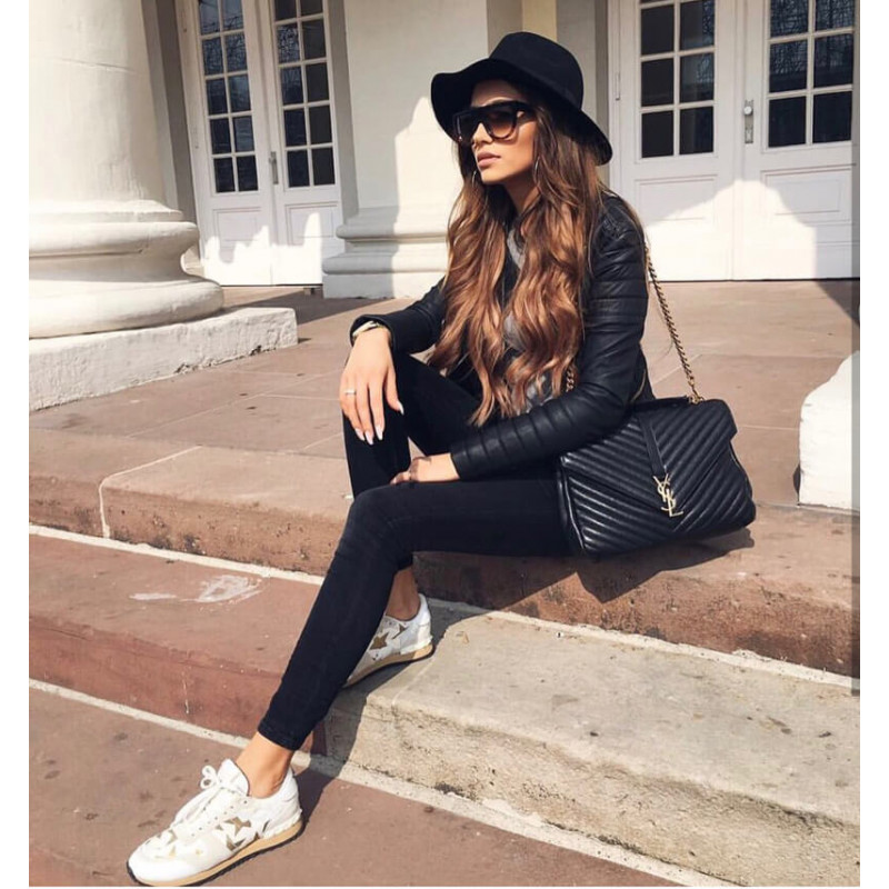 Wholesale Luxury Ysl Saint Laurent Sheepskin Matelasse Chevron Monogram Large College Satchel 392738 Black - Image 4