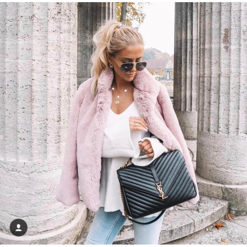 Wholesale Luxury Ysl Saint Laurent Sheepskin Matelasse Chevron Monogram Large College Satchel 392738 Black - Image 9