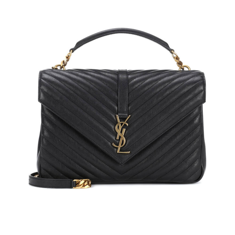 Wholesale Luxury Ysl Saint Laurent Sheepskin Matelasse Chevron Monogram Large College Satchel 392738 Black