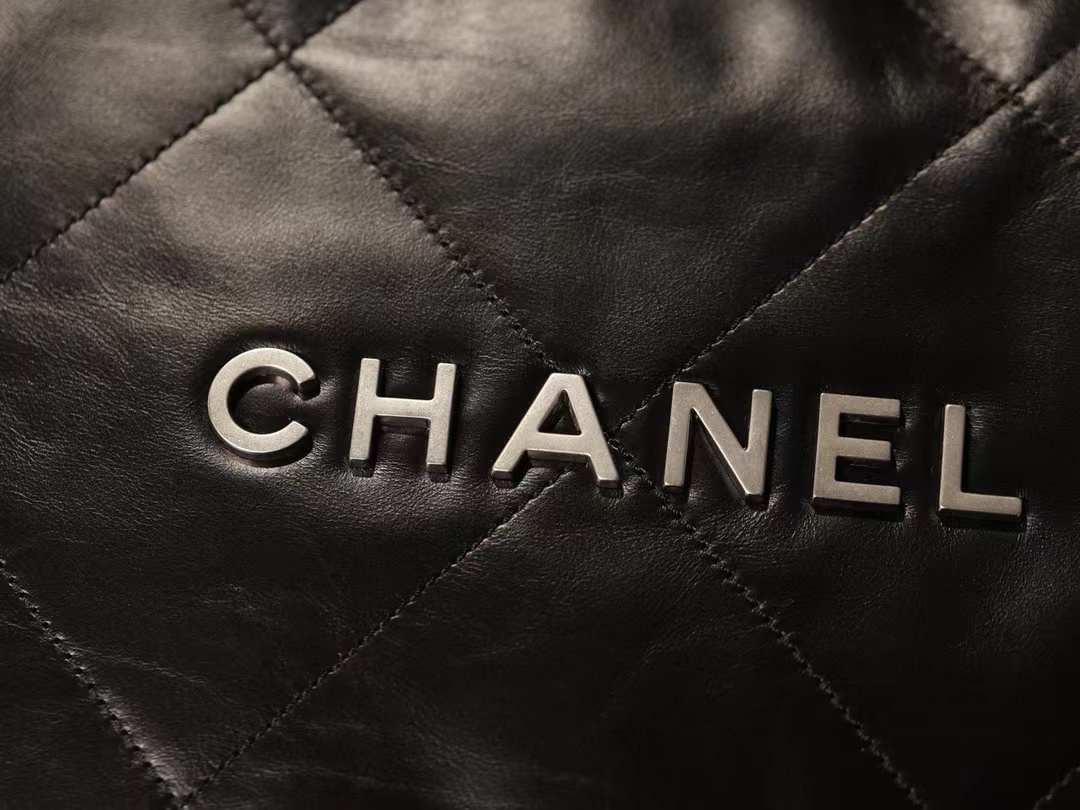 Wholesale Luxury Chanel 22 Handbag Black With Silver Metal Chain - Image 8