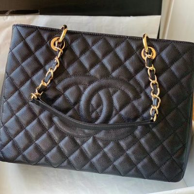 Wholesale Luxury Chanel Grand Shopping Black Tote Quilted Caviar A50995