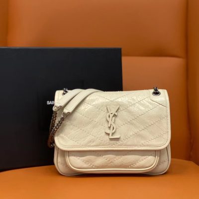 Wholesale Luxury Ysl Saint Laurent Niki Baby Mini Quilted Crinkled Glossed-Leather Shoulder Bag 6331600En04