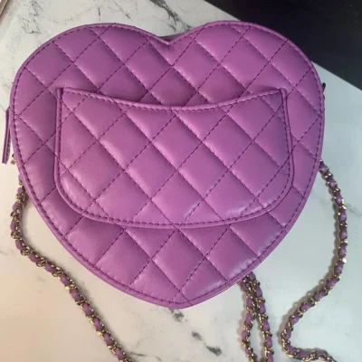 Alternative view of Wholesale Luxury Chanel Heart Zipped Arm Coin Purse 22S Purple/Black Ap2786