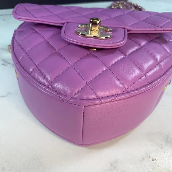Wholesale Luxury Chanel Heart Zipped Arm Coin Purse 22S Purple/Black Ap2786 - Image 3