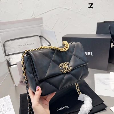 Wholesale Luxury Chanel 19 Hand 2Way Chain Shoulder Bag As1160 Lamb Leather Black Used Women