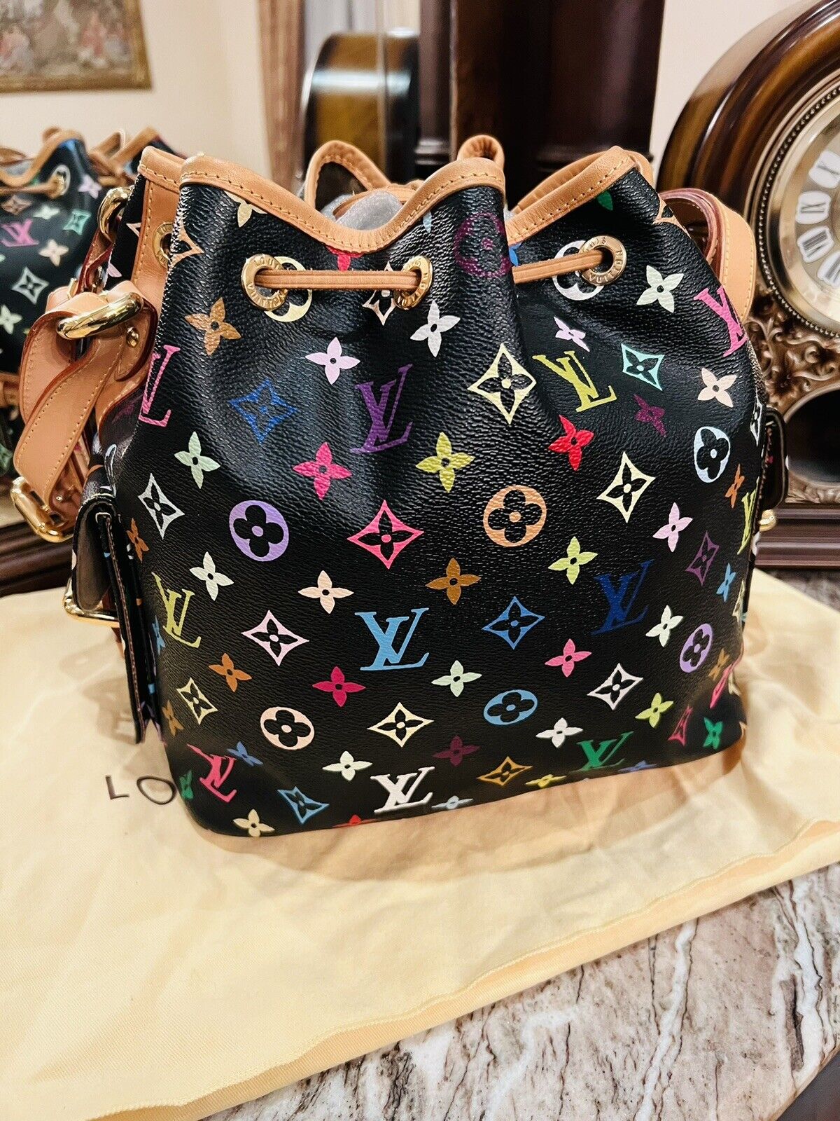 Wholesale Luxury Louis Vuitton Monogram Multi Color Black Petit Noe Bag M42230 - Image 3