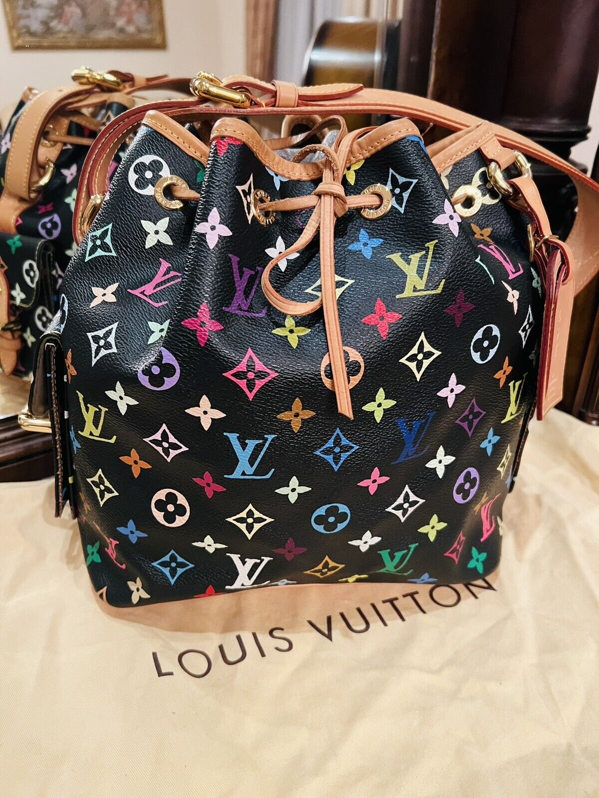 Wholesale Luxury Louis Vuitton Monogram Multi Color Black Petit Noe Bag M42230 - Image 5