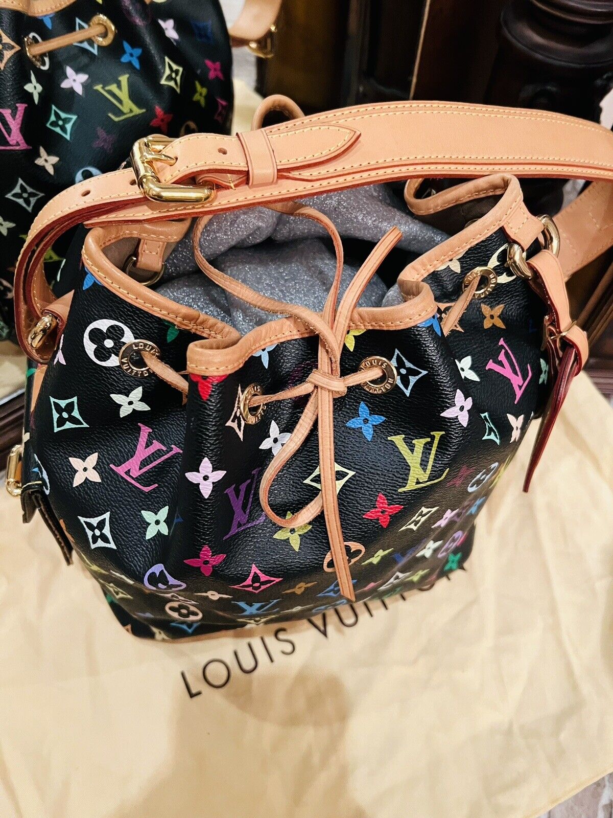 Wholesale Luxury Louis Vuitton Monogram Multi Color Black Petit Noe Bag M42230 - Image 6