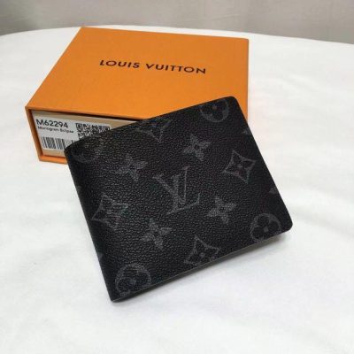 Wholesale Luxury Louis Vuitton Monogram Eclipse Canvas Slender Wallet Black M62294
