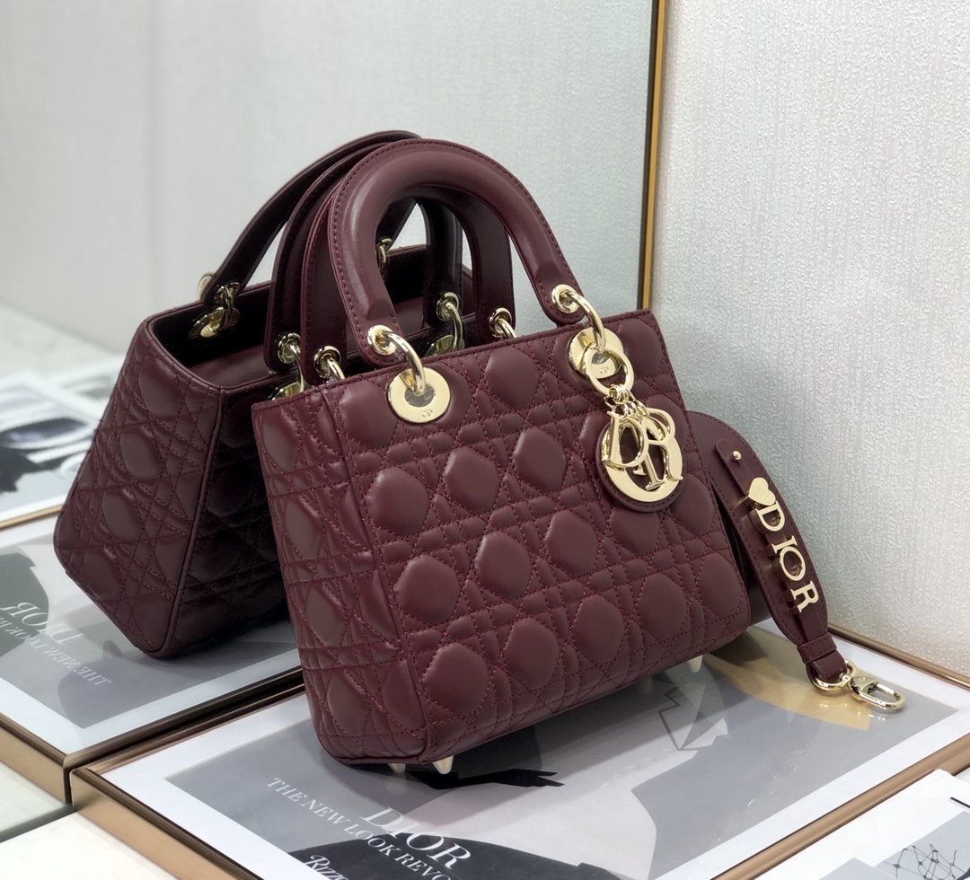 Wholesale Luxury Dior Medium Lady Dior Bag Cherry Red Patent Cannage Calfskin M0565Owcb_M323 - Image 7