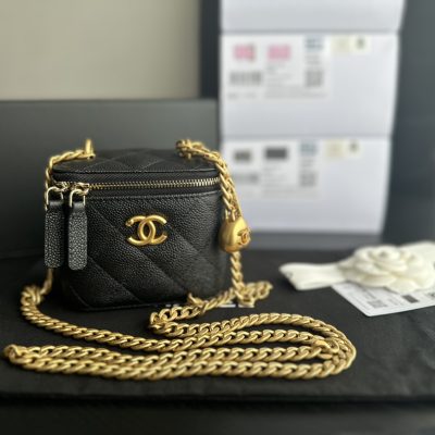 Wholesale Luxury Chanel Clutch With Chain Grained Calfskin  Gold-Tone Metal Black Ap3203
