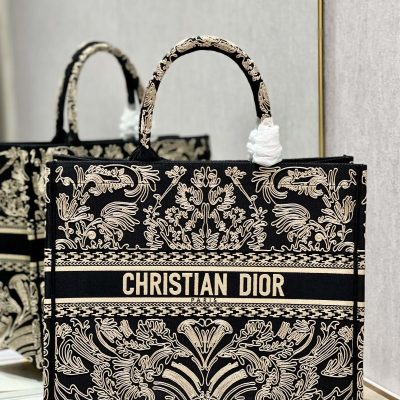 Wholesale Luxury Dior Book Tote Large Black And White Ornamental Cornely-Effect Embroidery M1286Zmdr_M03C